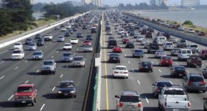 Busy freeway by the shore